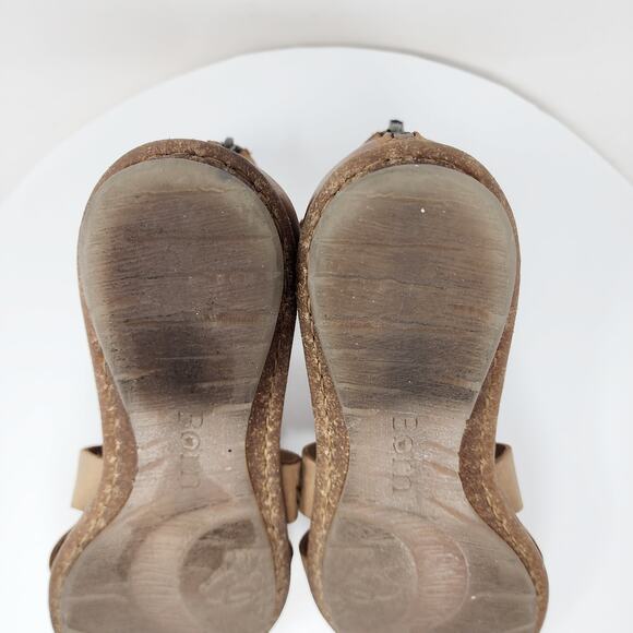 Born Timina T-strap Gladiator sandals Women 10 Tan & Natural Leather Heel Zip - Picture 13 of 13